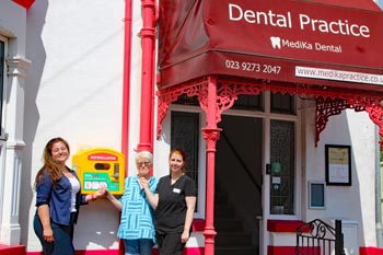 Forty 4 Frankie AED installation at Medika Dental Practice, Portsmouth